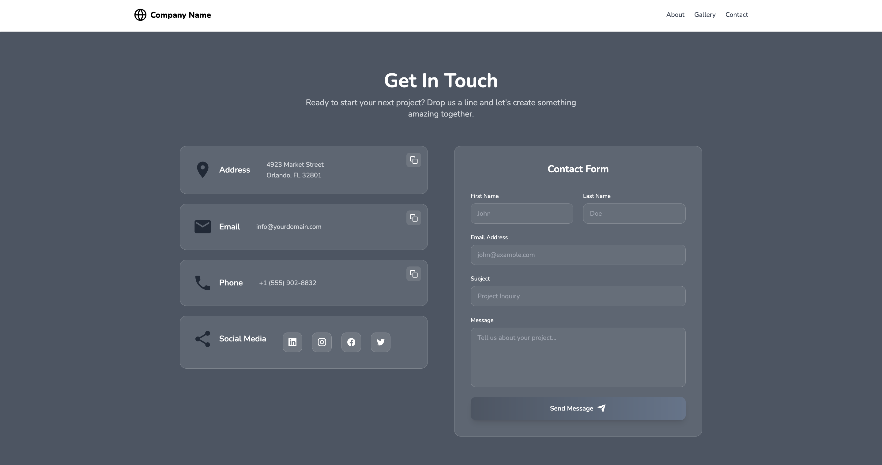 Contact Us Section